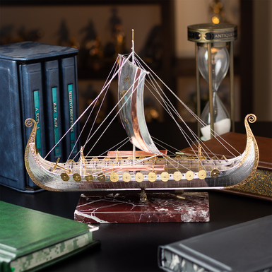 Handmade ship figurine "Viking boat. Oseberg" by Yevhen Epur, 1:60