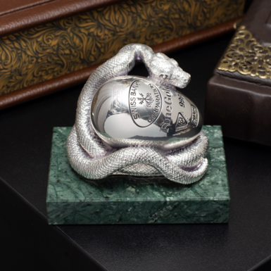 Silver statuette on marble stand "Ophidian"