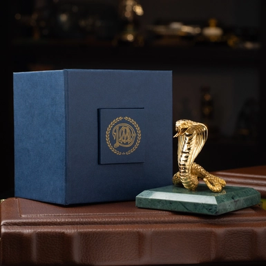Gilded statuette "Year of the Snake" made of brass "Pandora" on a square marble stand (large)