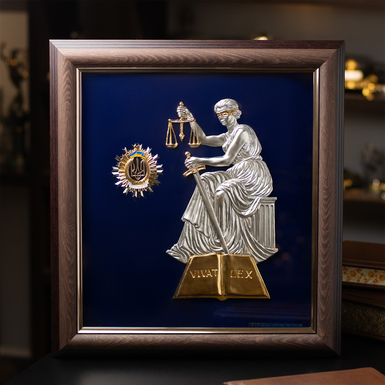 Collage "Themis" made of copper, silvering, gilding and enamel