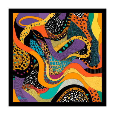 Silk scarf "Serpentine Whirlwind" by Fama (limited collection, 65х65)