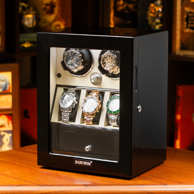 Watch winder for 2 and storage for 3 watches "Darmont" by DUKWIN (white)