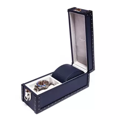 "Kensington" box for 2 watches by Rapport (blue)