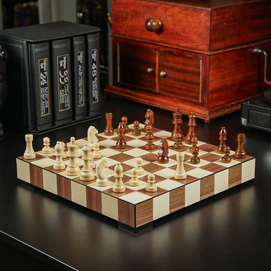 Walnut and Maple Chess Set "Bedazzle" by ITALFAMA