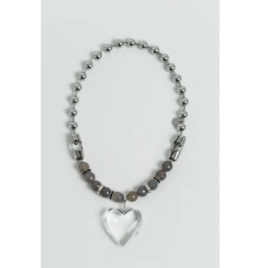 Necklace "MELISSA LIGHT" with agates and a heart pendant by SAMOKISH