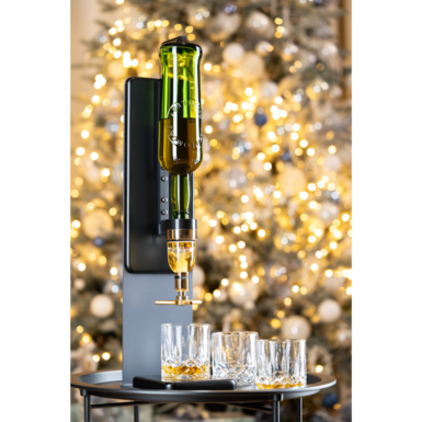 Handmade alcohol dispenser "Colorful Shadow" in black