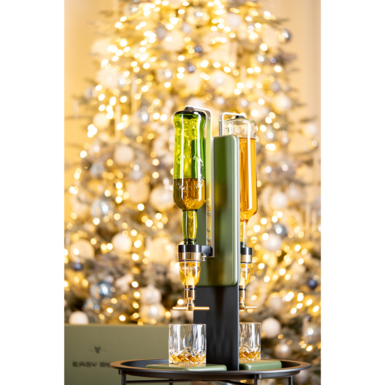 Handmade alcohol dispenser "Colorful Shadow" in green for two bottles