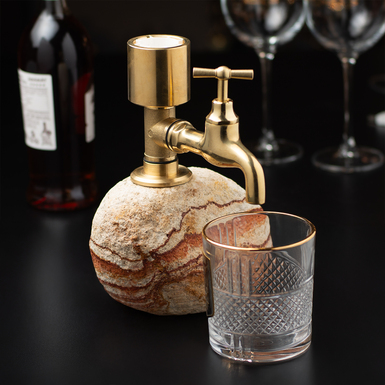 Marble alcohol dispenser with handmade rainbow stone "Aura" by Markam