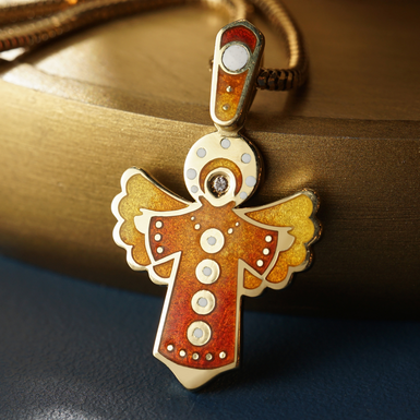 Gold pendant with diamond "Sunny Angel" by Lobortas