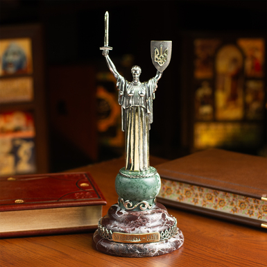 Handmade sculpture "Homeland - Mother" made of brass "Pandora", with gold and silver plating