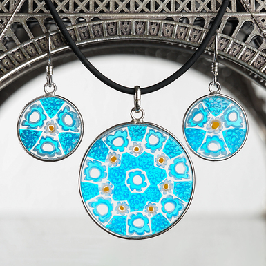 Komplet biżuterii ze szkła Murano "Cerulean"