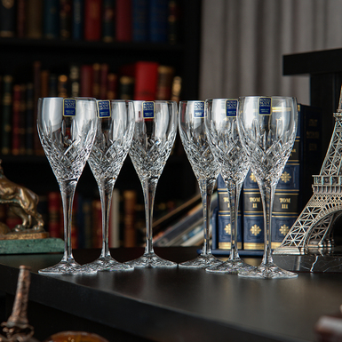 Set of 6 crystal wine glasses "London" by Royal Buckingham, Great Britain