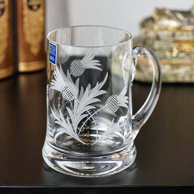 Crystal beer mug "Flower of Scotland" by Royal Buckingham, Great Britain