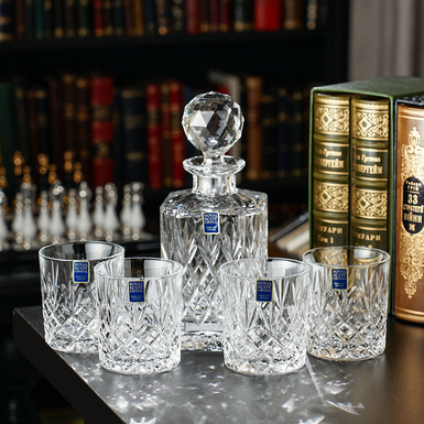 Crystal whiskey set with decanter and 4 glasses "Edinburgh" by Royal Buckingham, Great Britain