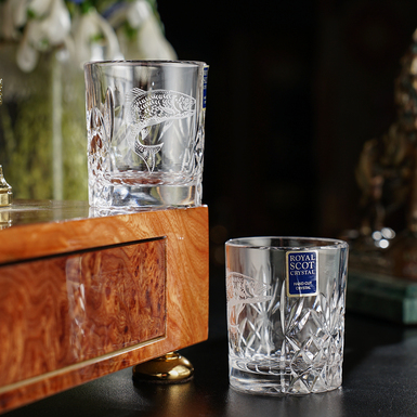Crystal double glasses "British Wildlife Kintyre" by Royal Buckingham, Great Britain