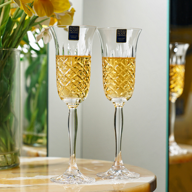 Crystal champagne glasses "Aviemore" (2 pcs) by Royal Buckingham, Great Britain