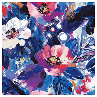Silk scarf "Blue flowers" by Fama (limited collection, 65x65 cm)