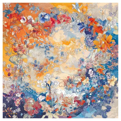 Silk scarf inspired by impressionist artists by Fama (limited edition, 65x65 cm)
