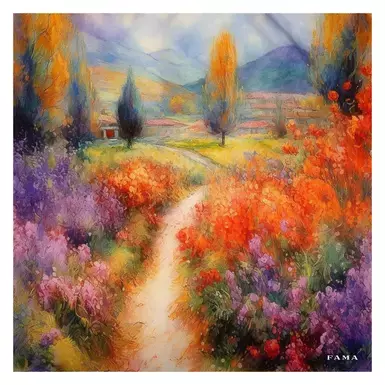 Silk scarf "The Way to Happiness" by Fama (no frame) (limited collection, 65х65 см)