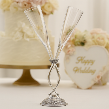 Wedding glasses on a pewter stand "Vintage glory" by Freitas & Dores