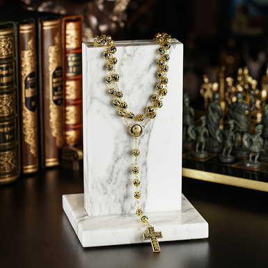 Anframa Damascus Steel and Gilt Rosary "Peace" (Large)