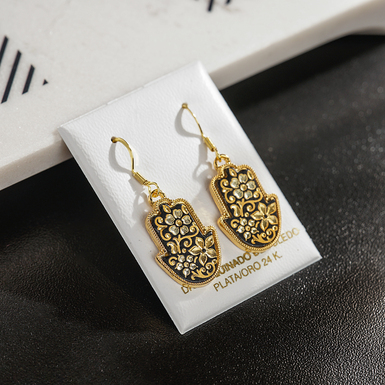 Earrings "Flora" made of Damascus steel and gold plating by Anframa brand