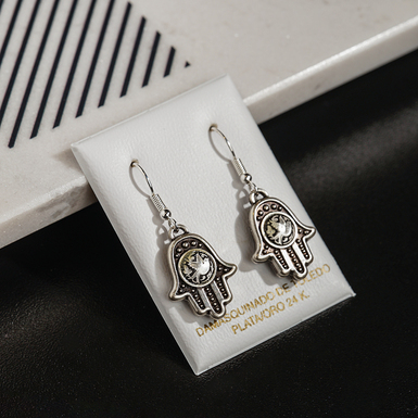 Earrings "Fantasia" made of Damascus steel and silver plating by Anframa brand