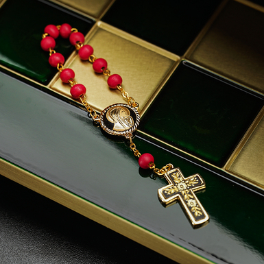 "Pray" rosary beads made of Daman steel and gold plating from the Anframa brand