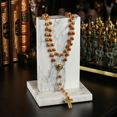 "Believer" rosary beads made of Daman steel and gold plating from the Anframa brand