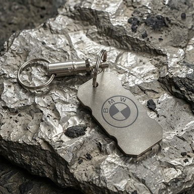 Titanium key chain "BMW" with Swiss carabiner "Victorinox"
