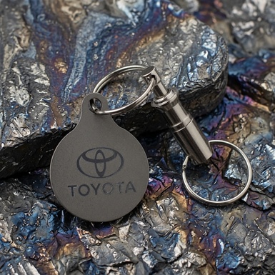 Titanium key chain "Toyota" with Swiss carabiner "Victorinox"