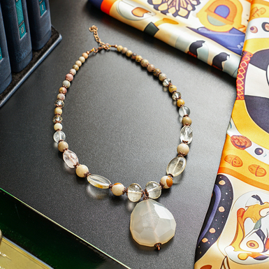 Necklace "Tenderness" 1-row made of agate, jasper, quartz, crystal