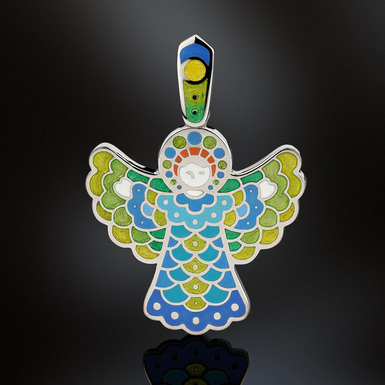 Silver pendant "Heaven's Messenger" with jewelry enamel by Lobortas