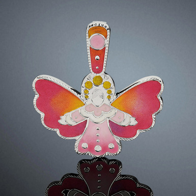 Silver pendant "Heavenly Amulet" with jewelry enamel by Lobortas