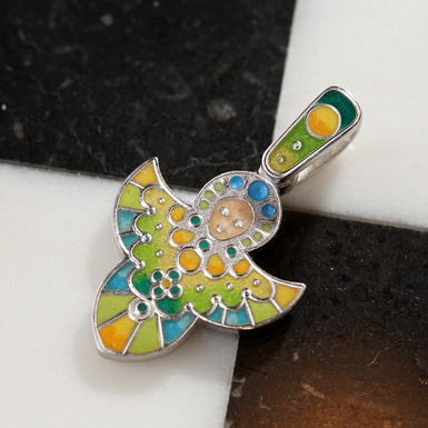 Silver pendant "Angel of Life" with jewelry enamel by Lobortas