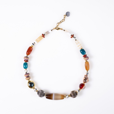 ALEXA with agates and baroque pearls pendant by SAMOKISH