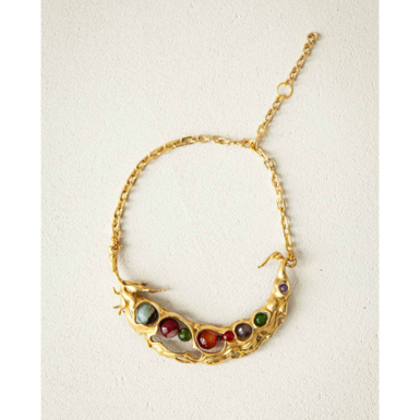 GERA with agates and a bean pod element pendant by SAMOKISH