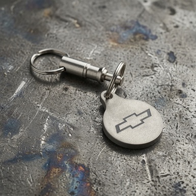 "Chevrolet" titanium keychain with Swiss  "Victorinox" carabiner