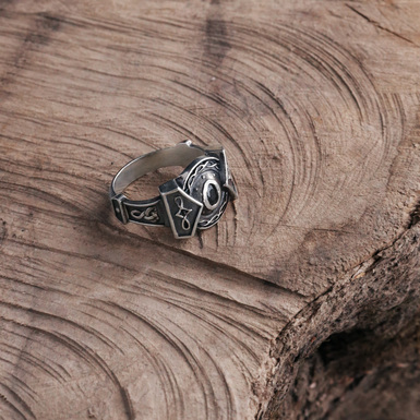 Silver ring "Thor's Hammer and Shield" by ARHAIKA