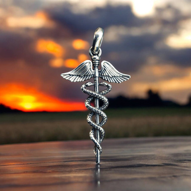 Silver amulet pendant "Caduceus" (without chain) by Arhaika