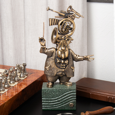 Bronze and marble sculpture "Man-Orchestra" by Vyacheslav Didkovsky