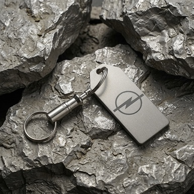 Titanium key chain "Opel" with Swiss carabiner "Victorinox" (1997)