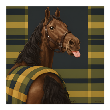 Silk scarf "Horse and symbols of good luck" by Fama (limited collection)