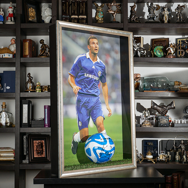 Autograph of football player Andriy Shevchenko on a ball