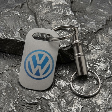 Titanium keychain "Volkswagen" of the Light series with a Swiss carabiner "Victorinox"