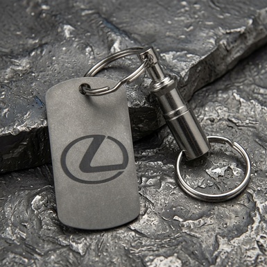 Titanium keychain "Lexus" (badge) of the Light series with a Swiss carabiner "Victorinox"