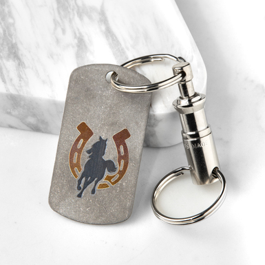 Titanium keychain "Horse: Year of Luck 2026" Light series with Swiss carabiner "Victorinox"