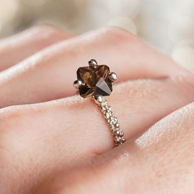 Ring "Chocolate" with rauch topaz made of 925 silver