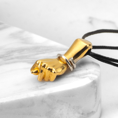 "Fist" pendant made of 925 sterling silver, gold plating and rhodium