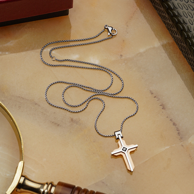 Steel cross with zirconium "Belief" by Sovrani